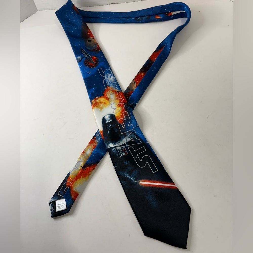 Star Wars Men's Sci Fi Neck Tie Licensed Darth Vader Light Saber Blue Necktie